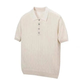 WIAOFELLAS  -  Summer New Men's Knitted Short-Sleeved Polo Shirt American Retro Fashion Trend Casual Simple Loose Breathable Niche Men's Tops