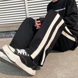 WIAOFELLAS  -  New Spring and Summer Fashion Hong Kong Style Split Wide Leg Casual Loose Fashion Brand Sports Straight Sleeve Men's Pants