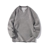 WIAOFELLAS  -  New Daily Sweatshirt Casual Solid Colour Sweatshirt Men's v-Neck Top Large Size Loose Male Hoodie