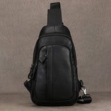 WIAOFELLAS  -  Soft Cow Leather Men's Chest Bag Genuine Leather Men's Chest Pack Small Crossbody Sling Bag Anti Theft Chest Bag Men Coffee