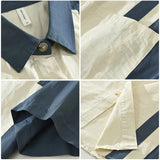 WIAOFELLAS  -  Stylish Casual Short-sleeved  100% Cotton Shirt for Men Patchwork Turn Down Collar  Men Shirts Camisa Masculina TS-796