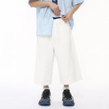 Wiaofellas  -  Men's Wear Summer New Korean Style Solid Color Minimalist High Street Wide Leg Calf-length Jeans