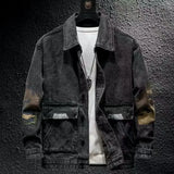 WIAOFELLAS  -  Patchwork Denim Jacket Men Jean Jacket Streetwear Hip Hop Loose Coats Men Clothing Spring Autumn Oversized Outerwear Korean Tops