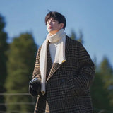 WIAOFELLAS  -  Woolen Plaid Short Casual Coat Versatile Coat Loose Windbreaker Ins Cool and Trendy