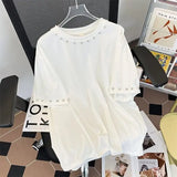 WIAOFELLAS  -  American Style Short-sleeved T-shirt for Men's Summer Top Metal Buttons and Versatile Casual Loose Pullover