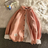 WIAOFELLAS  -  Autumn New Thickened Long Sleeved Shirt Korean Fashion Loose Men's Wear