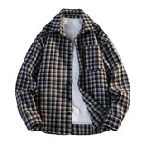 WIAOFELLAS  -  Autumn Long Sleeved Shirt Men Retro Plaid Shirt Men Streetwear Korean Loose Casual Shirt Mens Fashion Shirts Large Size 5XL
