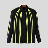 WIAOFELLAS  -  Men Shirt Patchwork Color-block Lapel Long Sleeve Men Clothing Loose Streetwear Fashion Casual Tops Male Shirts S-5XL