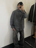 Wiaofellas  -  Men's Plaid irt Long Sve Collared Inner Wear Spring Autumn American Retro id Pattern Cleanfit Jaet Loose Fit