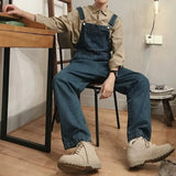 Wiaofellas  -  Denim Jumpsuits Male Solid Basic Overalls High Street Man New Hot Sale Blue Vintage Fashion Man Casual Loose Wild Jumpsuit