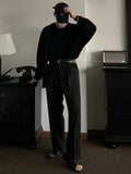 Wiaofellas  -  Korean Streetwear Men's T-shirt Niche Design Solid Color Round Collar Male Long Sleeve Top Spring New T-shirts