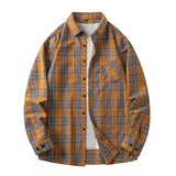 Wiaofellas  -  American Retro Plaid irt Men Spring Youth Sle Long Sve Top CleanFit irt Jaet Loose Fit Iron-Free Proc Trendy
