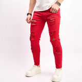 WIAOFELLAS  -  Daily Simple Pencil Pants Men Tight Fit Hole Jeans Spring Summer Fashion Vintage Skinny Stretch Denim Trousers Streetwear