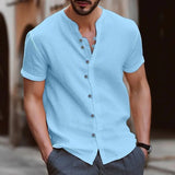 WIAOFELLAS  -  New summer fashion men's retro button casual short-sleeved shirt