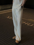 WIAOFELLAS  -  Lightweight Breathable White Linen Cotton Wide Leg Knife Pants Men Summer Casual Loose Fit Straight Leg Elastic Waisand