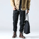Wiaofellas  -  Trendy Brand Retro Khaki Work Pants Men Autumn and Winter American Loose Feet Casual Nine-point Pants Men