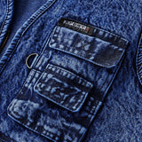 WIAOFELLAS  -  Men Vest Denim Waistcoat Jacket Deep Blue Male Sleeveless Coat Spring Autumn Multi-Pocket Jeans Gilet Outwear New Chalecos
