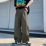 WIAOFELLAS  -  Japanese Cityboy Pants High Street Ins Drape Khaki Work Pants Men's Loose Straight Floor Skateboard Pants