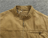 WIAOFELLAS  -  Classic vintage button-down biker jacket top men's youth cotton khaki do old wash cargo coat trend