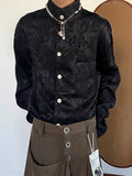 Wiaofellas  -  Spring Fashion Mens Jacquard Shirt Tops Vintage Florals Embroidery Design Button Stand Collar Shirts Men Casual Cardigans