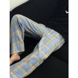 Wiaofellas  -  Autumn Woolen Pants Men Oversized Fashion Retro Plaid Pants Men Streetwear Hip-hop Loose Wide Leg Pants Mens Vintage Trousers