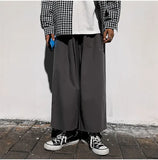 WIAOFELLAS  -  Wide Leg Pants Men Drape Straight Loose Harajuku Vintage Japan Style Ankle-length Trousers Cozy Versatile Black Pantalones Male