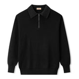 WIAOFELLAS  -  Spring Autumn Men's Turn-Down Collar Pullovers Long Sleeve Knitted Sweater Half Zipper Solid Casual Pullovers Man Loose Knitwear