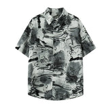 Wiaofellas  -  Trendy Men's Tie-Dye Short Sleeve Shirt - Breathable Casual Summer Top Streetwear Fashion Hawaiian Shirt for Man M-XXXXXL