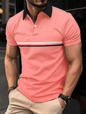 Wiaofellas  -  Short Sleeved Lapel T-Shirt For Men With Button Stripes 3d Printed Summer Casual And Comfortable Sports Polo Top