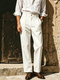 Wiaofellas  -  Men's Italian Naples Style Solid Pants, Elegant Light Business Commuter Trousers, Loose Straight Leg Casual Suit Pants