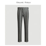 WIAOFELLAS  -  British Style Woolen Naples Suit Pant For Men Tweed High Waist Straight Trousers Autumn Winter Business Casual Pant Streetwear