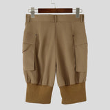 Wiaofellas  -  Men's Shorts Solid Color Button Joggers Casual Men Bottoms Summer Streetwear Pockets Fashion Leisure Shorts For Man