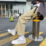 Wiaofellas Men Wide Leg Pants Casual Light Weight Joggers Trousers Streetwear Cold Feeling Comfortable Cargo Pants Streetwear Free Belt