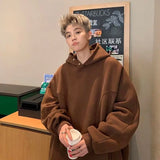 WIAOFELLAS  -  Men Hong Kong Style Thin Hoodie Loose Casual Button Design Sense Spring Autumn Solid Color Hooded Pullover Top