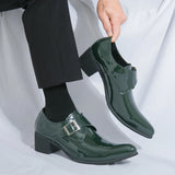 WIAOFELLAS  -  Luxury Green High Heel Shoe Men Fashion Platform Moccasin Wedding Man Shoes Size 46 Leather Pointed Toe Formal Shoes Gentleman