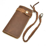 WIAOFELLAS  -  Vintage Hasp Open Genuine Cow Leather Men Wallet Large Capacity Crazy Horse Real Leather Man Bifold Purse Clutch Wallet chain