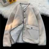 WIAOFELLAS  -  Lamb Wool Coat Couple Cotton Clothes Winter New Warm Cotton Jacket Loose Large Size Shake Grain Velvet Coat Unisex Outerwear
