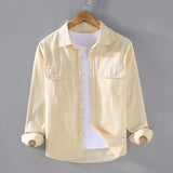 Wiaofellas  -  American Style Cargo Shirt Men Spring Autumn Mens Long Sleeve Shirts Pockets Pure Cotton Casual Shirts Comfortable