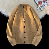 WIAOFELLAS  -  Autumn Winter New Korean Fashion Trend Versatile Casual Cardigan V-neck Sweater Men's Jacquard Comfortable Breathable Jacket