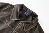 WIAOFELLAS  -  Men EONMODISH Men's Wear | 2025 Spring American Street Trendy Brushed Leather Jacket New Fashion