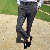 Wiaofellas  -  Men Casual Plaid Suit Pants Fashion Men's Slim Fit Business Social Dress Pants Formal Wedding Social Party Male Trousers