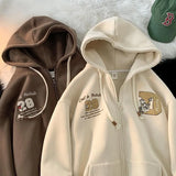 WIAOFELLAS  -  With Hat Hoodies Men Casual Baggy Letter Embroidery Cozy Soft Hooded Outwear Handsome Streetwear Fashion Daily American Style