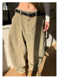 WIAOFELLAS  -  Retro Straight Leg Casual Pants High Street Wide Leg Men's Style Spring Autumn Design Loose American Green Trousers for Men And