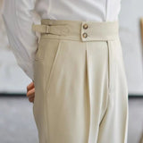 WIAOFELLAS  -  Spring Autumn Fashion Italian Naples Suit Pants For Men Smart High Waist Straight Trousers Business Casual Solid Slim Fits Pant