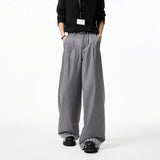 WIAOFELLAS  -  Grey Black Suit Pants Men Oversized Society Mens Dress Pants Korean Casual Loose Wide Leg Pants Mens Office Formal Trousers