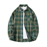 Wiaofellas  -  Men's Cotton Plaid Shirts Autumn Single Breaste Smart Casual Work Shirt Long Sleeved Tops Spring Summer Workwear Shirts Men Tops
