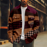 WIAOFELLAS  -  Vintage Jacket for Men Royal Style Texture Pattern Print Long Sleeve Turn-down Collar Coat Casual Streetwear
