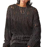 Wiaofellas  -  Men Sweater Round Neck Long Sleeve Hollow Out Sexy Pullover Top Male Solid Color Knitting Top Casual Work Streetwear