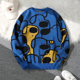 WIAOFELLAS  -  Autumn and Winter Cute Dog Jacquard Double-Sided Pattern Pullover Sweater Casual Crew Neck Knit Men's Pullover Casual Crew Neck Knit Men's Pullover Suitable for Daily Wear Unisex Outerwear