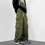 Wiaofellas  -  Men Outdoor Multiple Pockets Cargo Pants Spring Casual Drawstring Baggy Wide-leg Trousers Hip Hop Fashion Pantalones